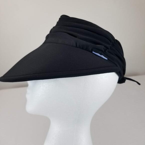 Wallaroo Aqua Visor Womens Black UPF 50+ Packable Sun Hat Adjustable Tie Back - Picture 1 of 9